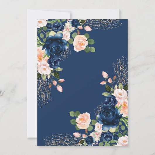 Navy Blush Travel Adventure Brautparty Einladung (Rückseite)