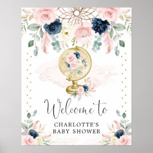 Navy Blush Travel Dreamcatcher Begrüßungswaage Bab Poster