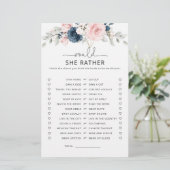 Navy Blütenblüte Würde sie lieber Bridgspiel (Stehend Vorderseite)