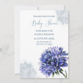 Navy Blütendusche Einladung (Vorderseite)