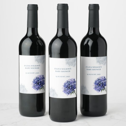 Navy Blütendusche Weinetikett (Flaschen)