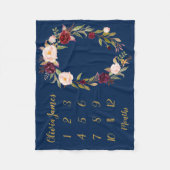 Navy Boho Baby Girl Milestone Monthly Baby Blanket Fleecedecke (Vorderseite)
