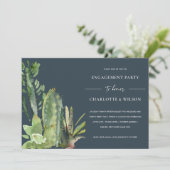 NAVY BOHO DESERT CACTI ERFOLGREICHE FAUNA VERLOBUN EINLADUNG (Stehend Vorderseite)