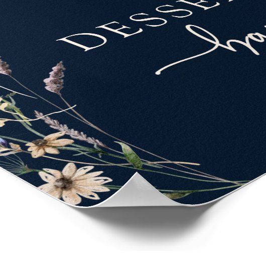 Navy Boho Floral Dessert Poster (Ecke)