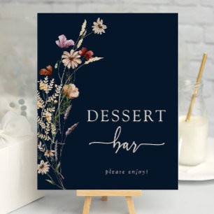 Navy Boho Floral Dessert Poster