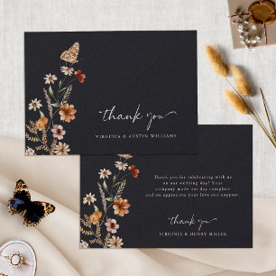 Navy Boho Florale Hochzeits-Dankeskarten Dankeskarte