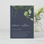 NAVY BOHO GREEN EUCALYPTUS FOLIAGE WATERCOLOR DANKESKARTE (Stehend Vorderseite)
