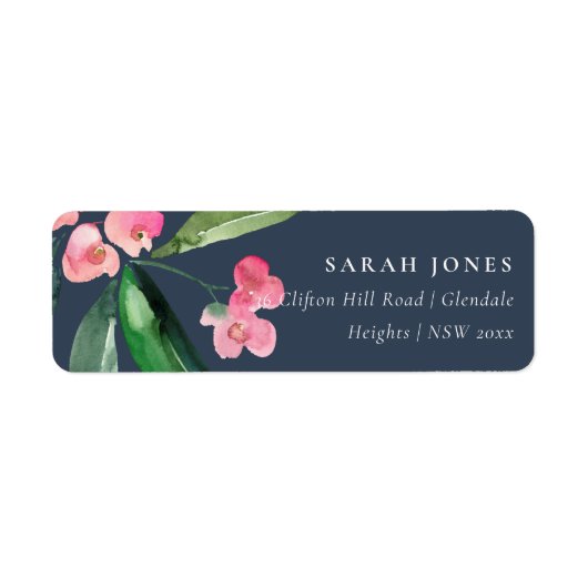 NAVY BOHO PINK CHRIST THORN CACTI BLOOM ADRESSE (Vorne)