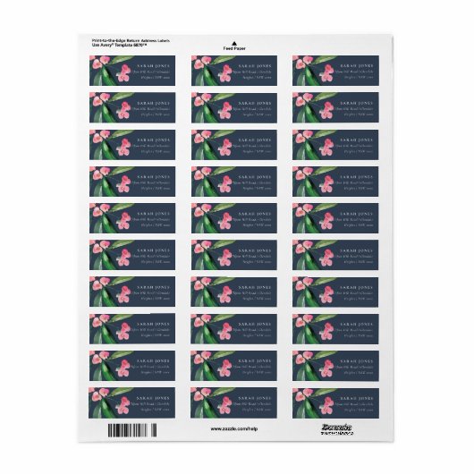 NAVY BOHO PINK CHRIST THORN CACTI BLOOM ADRESSE (Vorne)