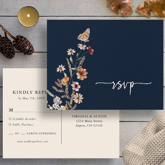 Navy Boho UAWG Wedding Postcard Postkarte