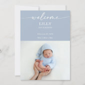 Navy Boho Welcome Baby Photo Announcement Card Einladung (Vorderseite)