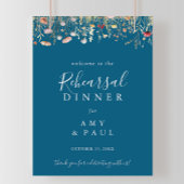 Navy Boho Wildblume Probe Dinner Willkommen Poster