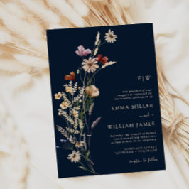 Navy Boho Wildblumen Einladung Hochzeiten