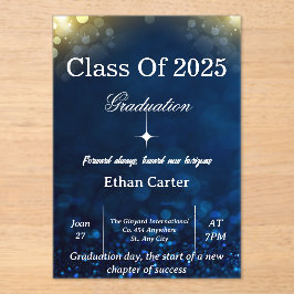 Navy Bokeh Graduation Invitation Acryleinladungen