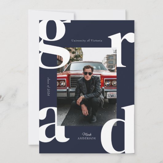 Navy Bold Typografy Class of 2024 Abschluss Einladung (Vorderseite)