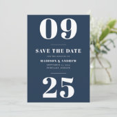 Navy Bold Typografy Save the Date (Stehend Vorderseite)
