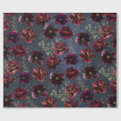 Navy Bordeaux Jewel Tone Burgundy Peony Wedding Geschenkpapier (Flach)