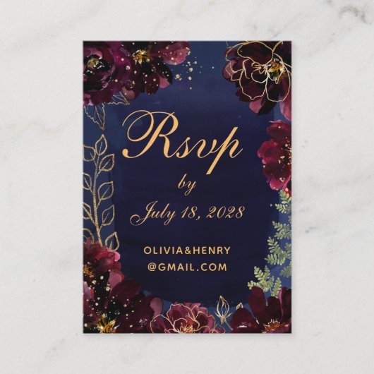 Navy Bordeaux Online-UAWG mit Details-Karte Visitenkarte (Vorderseite)