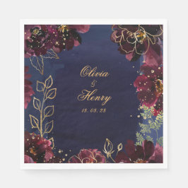 Navy Bordeaux Wedding 6 Inch Square Luncheon Serviette