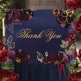 Navy Bordeaux Wedding Dankeschön Karte