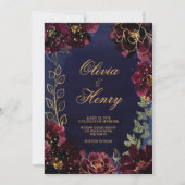 Navy Bordeaux Wedding Einladung (Vorderseite)