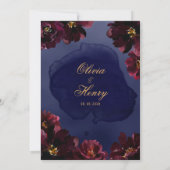 Navy Bordeaux Wedding Einladung (Rückseite)