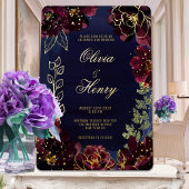 Navy Bordeaux Wedding Gold Folieneinladung