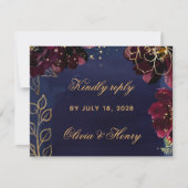 Navy Bordeaux Wedding RSVP Mail Back Card (Vorderseite)