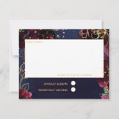 Navy Bordeaux Wedding RSVP Mail Back Card (Rückseite)