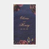 Navy Bordeaux Wedding Serviette (Vorderseite)