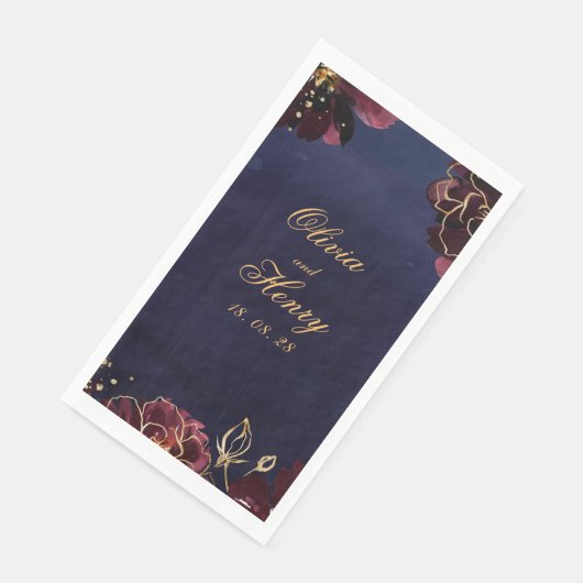 Navy Bordeaux Wedding Serviette (Ecke)