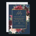 Navy bordeauxrot Blütengold boho 50. Geburtstag Einladung<br><div class="desc">Navy burgundy blush blumengold boho 50. Geburtstagseinladung,  Kontaktieren Sie mich für passende Artikel oder für die Anpassung,  Blush Rose ©</div>