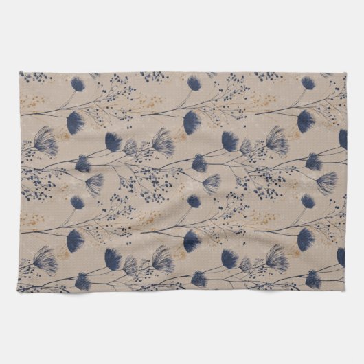 Navy Botanical Wildflower Kitchen Towels Geschirrtuch (Horizontal)