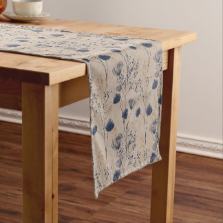 Navy Botanical Wildflower Table Runner Kurzer Tischläufer