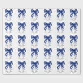 Navy Bow Coquette Script Sweet 16 Party  Geschenkpapier (Flach)