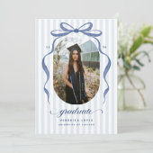 Navy Bow Graduation Open House Party Invitation Einladung (Stehend Vorderseite)