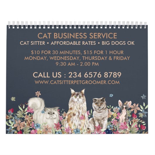 Navy Brauner Katzensitter Pet Groomer Kalender (Titelbild)