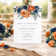 Navy-Braunorange Blumen Hochzeitsabendparty