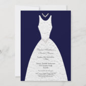 Navy Brautparty Vintag White Wedding Dress Einladung (Rückseite)