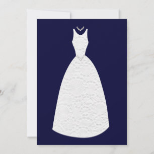 Navy Brautparty Vintag White Wedding Dress Einladung