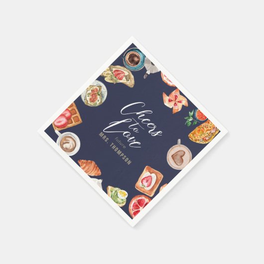 Navy Bridal Brunch Waffels Pancakes Serviette (Ecke)