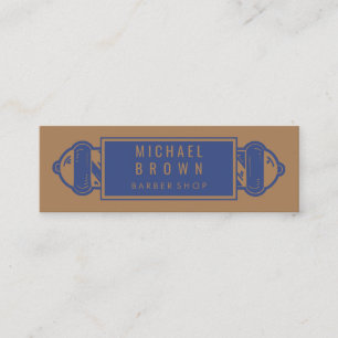 Navy Brown Barber Pole   Barber   Hair Stylist Mini Visitenkarte
