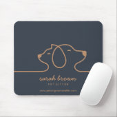 Navy Brown Dog Cat Lineart pet studio Mousepad (Mit Mouse)