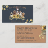 Navy Brown Pet Sitter Sonnenblumenhunde Visitenkarte (Vorne/Hinten)