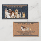 Navy Brown Puppies Hunde Paws Pet Sitter Walker Visitenkarte (Vorne/Hinten)