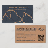 Navy Brown Qr Code Logo Hunde Katzen Haustier Visitenkarte (Vorne/Hinten)