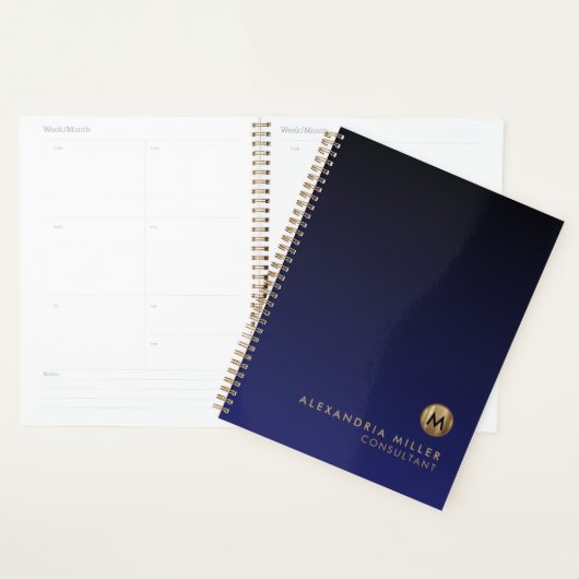 Navy Brushed Gold Monogram Terminierungsbuch Planer (Anzeige)