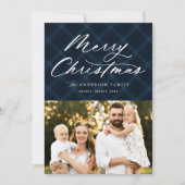 Navy Brushed Kariert Frohe Weihnachten 3 Foto (Vorderseite)