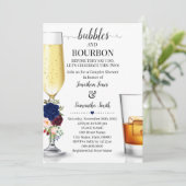 Navy Bubbles & Bourbon bevor ich Paare Dusche. Einladung (Stehend Vorderseite)