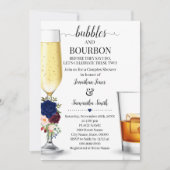 Navy Bubbles & Bourbon bevor ich Paare Dusche  Einladung (Vorderseite)